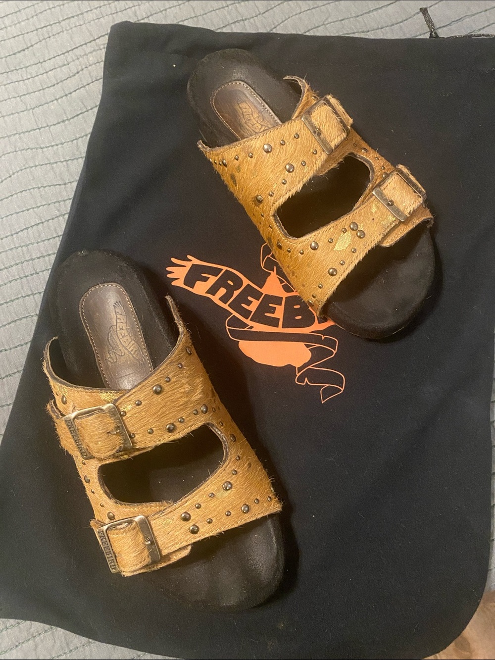 Freebird by Steven Tan Studded Double-Buckle Slide Sandals